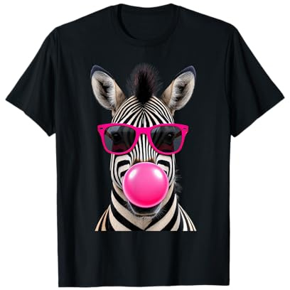Zebra mit Kaugummiblase Pinker Sonnenbrille T-Shirt