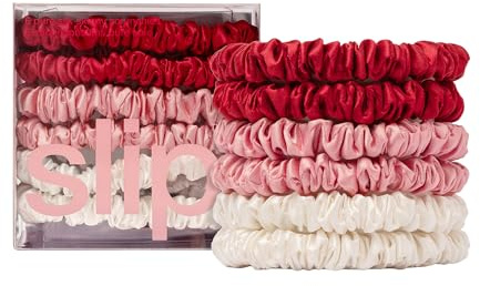 slip Skinny-Haargummis: Anti-Falten, bruchsicheres Slipsilk-Design schützt empfindliches Haar | Inklusive 6 Haargummis aus reiner Seide: Limited Edition Sweetie