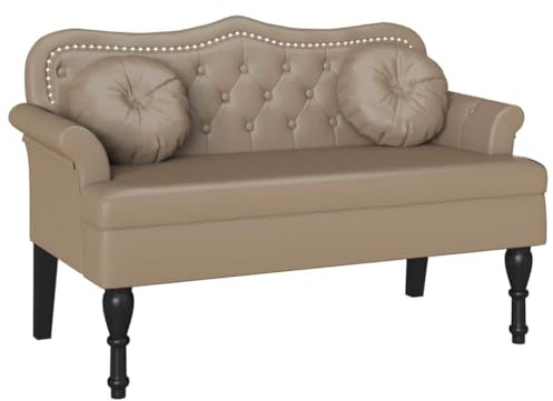 SDWEHBJ Chesterfield Sitzbank, Polsterbank mit Rückenlehne & Kissen, Modern Bettbank, Flurbank für Wohnzimmer, Schlafzimmer, Cappuccino 120,5x65x75 cm Kunstleder