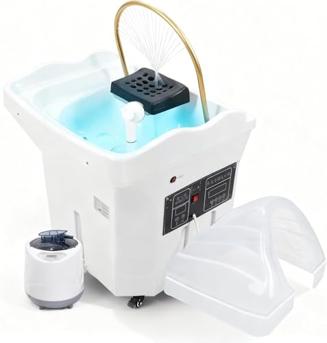 Équipement de Spa pour la tête,Head Spa Japonais Coiffure avec réservoir de Stockage d'eau de 60 L, pour Salons et spas, 4 Roues universelles,Circulation d'eau à Double contrôle