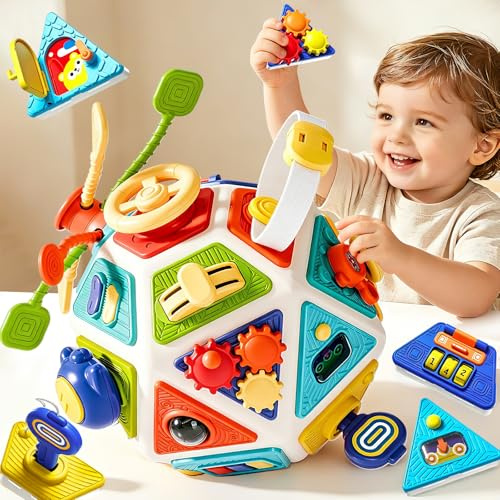 Sitodier 22-in-1-Aktivitätswürfel für Kleinkinder, Busy Board Montessori-Spielzeug für 1-Jährige, Aktivitätsbrett, sensorisches Spielzeug für 1-, 2- und 3-Jährige, frühkindliches Lernspielzeug
