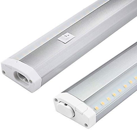 Trango - 2532 LED Unterbauleuchte - Lichtleiste 600mm lang - 11W - 230 Volt - Titan/Weiß - Mit On/Off Schalter - 3000K warmweiß - Erweiterbar