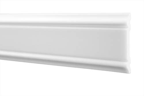Marbet Design 2 Meter | Flachleiste hartes Styropor Decke stabil weiß Stuckprofil Zierleiste leicht dekorativ HXPS 7x47mm HW-3