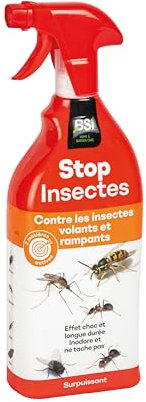 BSI - Stop Insectes - Volants Ou Rampants - 800ml - Efficace A l'Intérieur Et Extérieur - Effet Immédiat - Longue Durée, Translucide