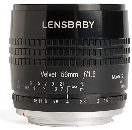 Lensbaby Velvet 56 MFT / Porträt und Makro Objektiv / ideal für samtige Bokeh-Effekte und kreative Unschärfe / Brennweite 56 mm, Blende f/1,6 / 1:2 Makro Vergrößerung mit 13 cm Naheinstellgrenze / passend für Micro Four Thirds Systemkameras und Spiegelreflexkameras / schwarz