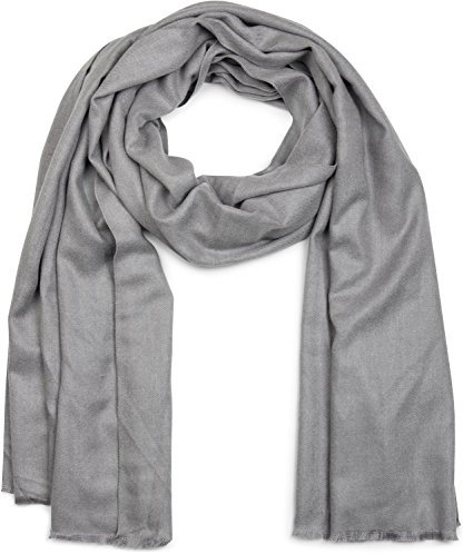 styleBREAKER weicher Stola Schal in Unifarben mit Fransen, Tuch, Unisex 01017070, Farbe:Hellgrau