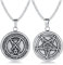 Herren Satanische Halskette : Edelstahl Pentagramm Siegel von Luzifer Pagan Okkultes Siegel des Satans Satanisches Symbol Anhänger Halskette Umgekehrtes Pentagramm Baphomet Ziege Halskette