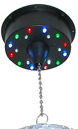 BeamZ Mirror Ball Motor with LED Disco Lights, Battery-Powered Rotating Glitter Ball Motor, 18 Multi-Colour LEDs, Sound Activated Party Lighting Effect for Home, DJ Setups & Small Venues