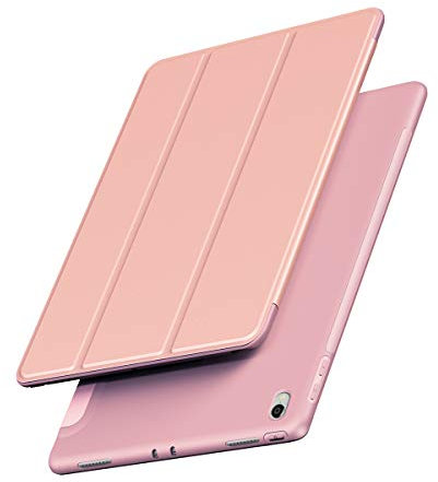 VAGHVEO Coque pour iPad Air 11 Pouces (M3 2025/M2 2024)/ Air 5ème Génération 2022/iPad Air 4ème 2020 10,9 Pouces Trois Volets Étui Housse avec Cover Arrière TPU Souple pour iPad Air 7/6/5/4, Or Rose