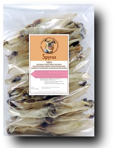 Spyrus Hasenohren ohne Fell Hunde Snack,Kaninchenohren ohne Fell,Naturprodukt für Hunde,Reich an Vitaminen & Mineralien|Snack für zwischendurch(400g)