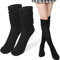 Bencailor Black Slouch Socks Women Thigh High Knee Fuzzy Socks Soft Cotton Leg Warmers Home Sleeping cloth