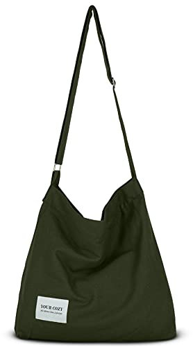 Your Cozy Damen Retro Große Größe Baumwolle Schultertasche Hobo Crossbody Handtasche Casual Tote für Einkaufen und Reisen, wald, Einheitsgröße