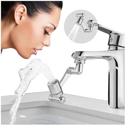 1080° Swivel Faucet-Extender Universal Sink-Water-Aerator - 2 Mode Splash Filter Extension, Kitchen Bathroom 360° Angle Rotatable Spray Attachment, Multifunctional Robotic Arm -Washing Eye/Hair/Face