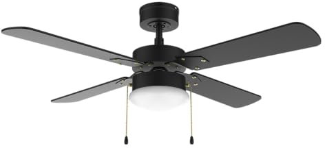 Cecotec Ventilador de Techo con Luz EnergySilence Aero 450 FullBlack de 50 W y 42” con luz, 3 Velocidades, 4 Aspas Reversibles y Modo winter-summer