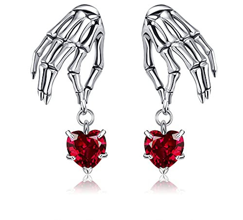 Totenkopf Ohrringe Sterling Silber Skelett Hand Baumeln Ohrringe Totenkopf Hand Schmuck Gotik Ohrringe für Frauen