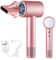 Föhn Kabellos, Ionen Kabelloser Haartrockner Fön mit 110,000 U/min Motor, Akku Föhn mit 4 Aufladungsmodi und Magnetdüse, Reisefön für Frauen, Kinder, Outdoor, Camping, Strand (Rosa)