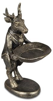 formano Hirsch mit Tablett stehend Kunststein bronzefarbener Oberfläche