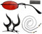 HSJZBQSM Hazbin Hotel Cosplay Alastor Requisiten Rote Perücke Monokular Brille Teufel Kalb Hörner Alastor Cosplay Zubehör (04, Einheitsgröße)