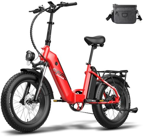 Fafrees E Bike 20 Zoll, Elektrofahrräder für Herren/Damen mit 48V 20.8AH Akku, 65N.m Mountainbike Elektrofahrrad mit Shimano 7 Gängen für Reiten im Freien 95-160KM, FF20 Polar (Rot)