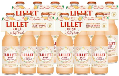 Generisch Lillet Rosé White Peach, vorgemischter Drink aus Lillet Rosé & Pfirsich-Aroma, fruchtiger Aperitif, aromatisiertes alkoholisches Mixgetränk, 4 x 3 x 200ml
