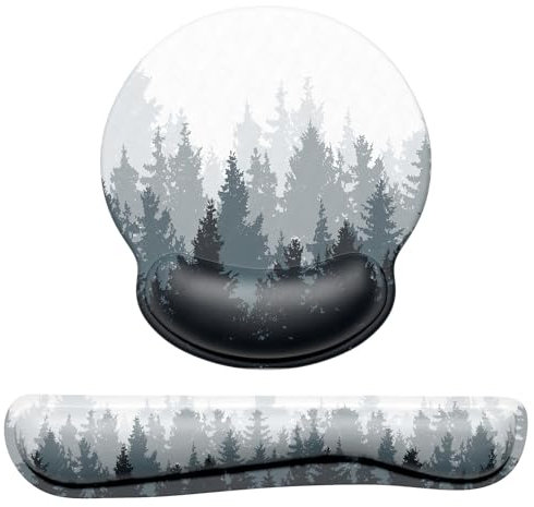 Dapesuom Repose-poignet et tapis de souris avec repose-poignet, repose-poignets en mousse à mémoire de forme pour clavier et souris, repose-poignet ergonomique avec base antidérapante, forêt