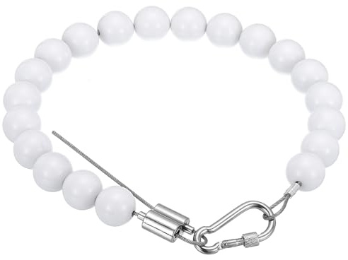 PATIKIL Fahnenmast Halter Ring Fahnen Mast Zubehör Fahnen Nah Am Mast Weiß | 1Stk, Fahnen Perlen Befestigungs Ring Halterung, Gewicht, Mit Edelstahl Kabel