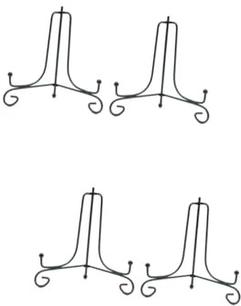 STOBAZA 4pcs Wrought Iron Plate Bracket Desktop Dish Holder Decorate Crafts Display Rack for Home Decoration Iron Display Stand Dish Holder for Home