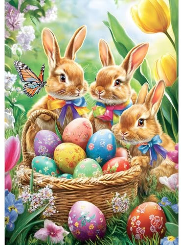 MXJSUA Diamond Painting Set, Osterhase 5D Diamant Painting Bilder 30x40 cm mit Diamond Painting Zubehör für Erwachsene, Crystal Art Wand Deko