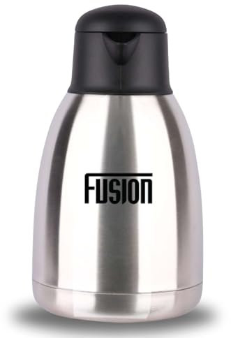 rightclick 2-Litre Stainless Steel Vacuum Airpot with Handle – Lightweight, Double-Walled Insulated Pot for Hot & Cold Beverages, Coffee, Tea, Milk, Silver Thermos Flask, D16xW13xH28.5 cm