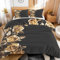 Qfpryzius Gold Rose Single Duvet Cover Set, Luxury Modern Flower Bedding Quilt Cover, Floral Duvet Cover with 1 Pillowcases, Soft Reversible Bed Covers 2 Pcs with Zipper Closure