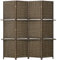 HOMCOM Paravent intérieur 4 Panneaux 181L x 180H cm 2 étagères Pliables séparateur de pièce Bois de pin Bambou Fibres de Papier tressée Marron