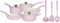 M MELENTA Pots and Pans Set Non Stick, 11 Piece Ceramic Induction Hob Pan Set, Non Toxic Cookware Set with Frying Pans, Saucepan Set, 100% PFOA Free, Pink