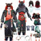 Tjlmomo Anime Gaming Cosplay Uniform Kostüm Spiel Genshin Impact Cosplay Outfits mit Perücke Rolle Ifa Uniform Rock Verkleidung Halloween Karneval Party Kleidung Zubehör Komplettset für Männer