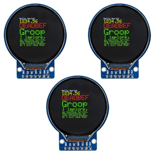 Hosyond 3 Stück 1,28 Zoll TFT LCD Rundes Display Modul RGB 240×240, GC9A01 Treiber, 4-Draht SPI für Arduino