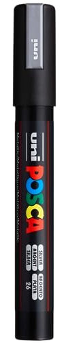 Uni-Ball 182511 - POSCA Marker mit mittelfeiner Rundspitze, silber