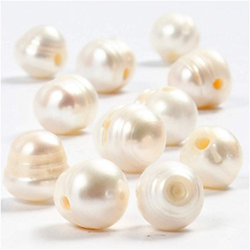 10 perles d'eau douce taille 9-11 mm trou 2 mm nacre
