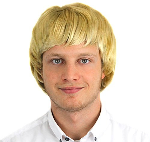 MALE WIG FANCY DRESS ACCESSORY BOYBAND SYNTHETIC SHORT HAIR BOY BAND ADULT MENS 90S POP (BLONDE)