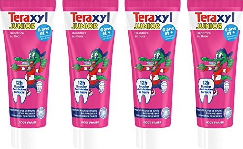 Teraxyl - Dentifrice Enfant / Junior - Goût Fraise 75 Ml - Lot De 4