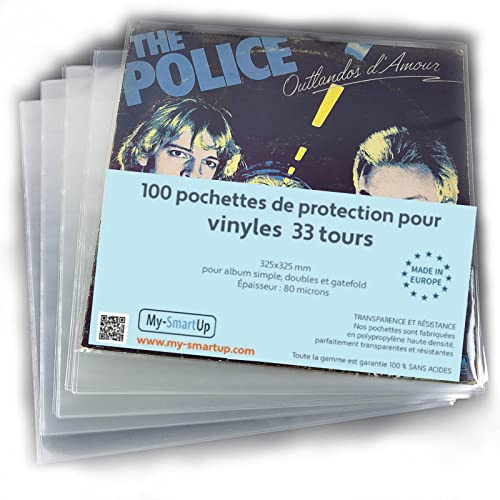 Lot de 100 Pochettes pour disques Vinyle 12 (33 Tours) - Transparentes et protectrices