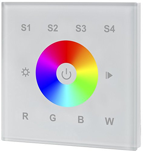 iluminize Touch Wand-Dimmer Funk: für RGB/RGB+W/RGBW LEDs, 1 Zone, 230V Anschluss, Schalterdosen-Installation, KEIN Universal-Gerät: Funk Controller ist erforderlich (1 Zone weiße Glasoberfläche)