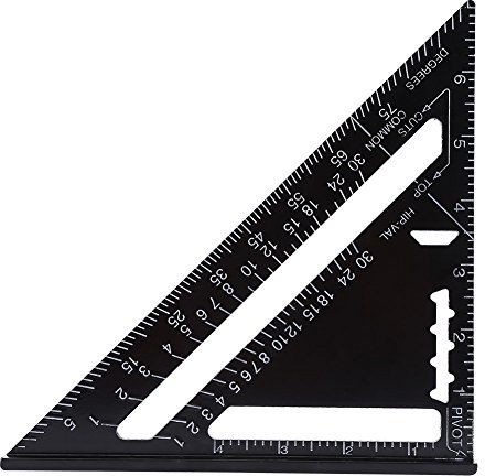 TOPINCN Dreieck Lineal 7 Zoll Metrisch/Imperial System Aluminiumlegierung Schwarz Oxidation Überdachung Dreieck Winkel Winkelmesser Layout Guide Maß Lineal Werkzeug