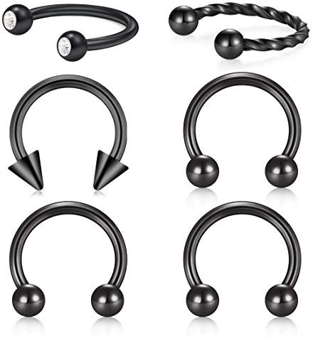 Crdifu 6stk Hufeisen Nasenpiercing Nasenring Set Edelstahl 1,2mm Lippe Nase Tragus Ohr Piercing Schmuck