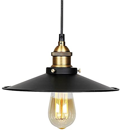E27 Retro Deckenleuchter, Durchmesser 26cm, schwarzer Regenschirm Hänge Pendelleuchten Deckenbeleuchtung Design Retro Industrial Style Kronleuchter, enthält keine Glühbirnen Esstisch Café (26cm)