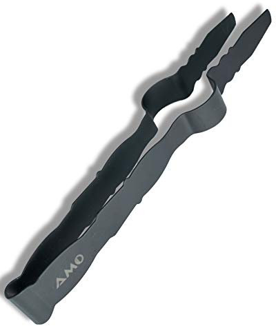 AMO Lifestyle Zange – extra sicheren und angenehmen Halt Dank des robusten Materials aus Edelstahl, 2in1 Funktion, Runde Gegenstände, Kohle sicher greifen da runde Einbuchtung, auch als Grill Zubehör
