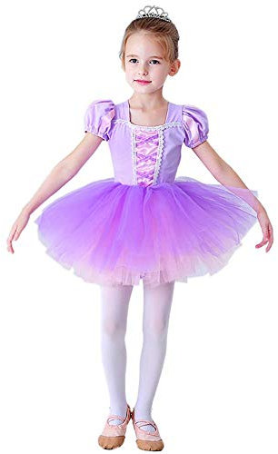 Lito Angels Principessa Rapunzel Tutu Ballerina Costume per Bambina, Vestito dal Balletto Danza Classica, Taglia 5-6 anni, Viola