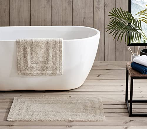 Eddie Bauer - Bathroom Rug, 100% Soft Plush Tufted Cotton Bath Rug, Highly Absorbent, Quick-Dry, and Skid-Resistant Backing (Logan Beige, 2 Piece)