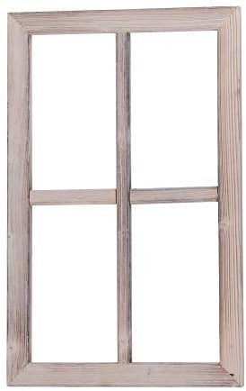 Nature by Kolibri Finestra decorativa in legno, cornice per finestra in design vintage, cornice rettangolare 50 x 32 x 2 cm