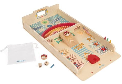 Janod - Puckspiel aus Holz Retro - Gesellschaftsspiele Kind - Geschicklichkeitsspiel Fördert strategisches Denken und Konzentration - FSC-zertifiziert - Ab 6 Jahren, J02081