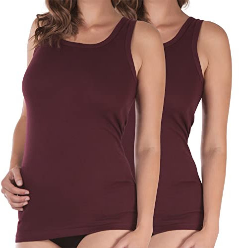 Celodoro Damen Longshirt (2 Stück), Feinripp Unterhemd - Bordeaux 32-34