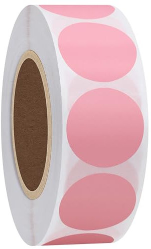 Hylabelest Farbkodierungs-Etiketten, 25 mm, rund, Naturpapier, Rosa, Aufkleber, Klebeetiketten, 1.000 Stück pro Rolle (Rosa)